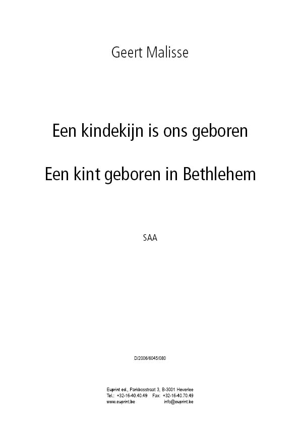 Een kindekijn is ons geboren - Een kint geboren in Bethlehem