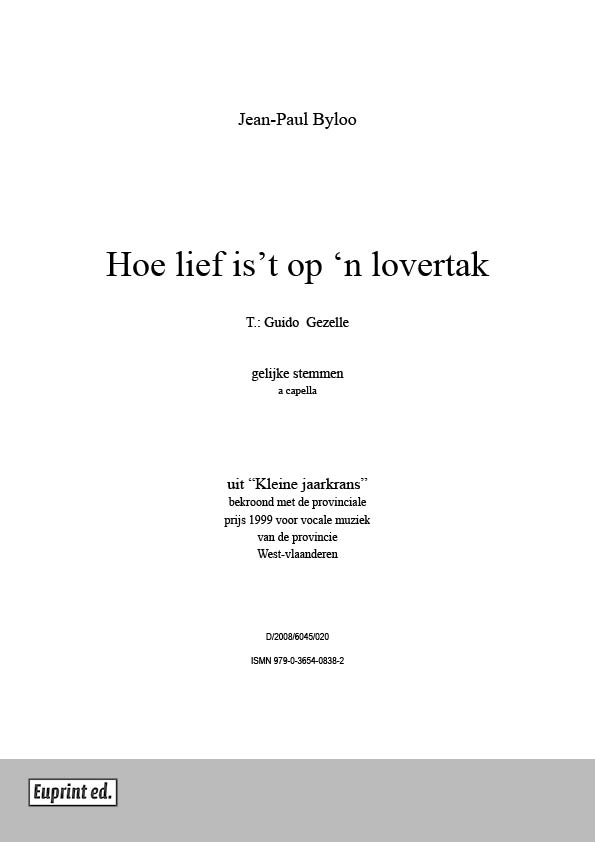 Hoe lief is 't op'n lovertak