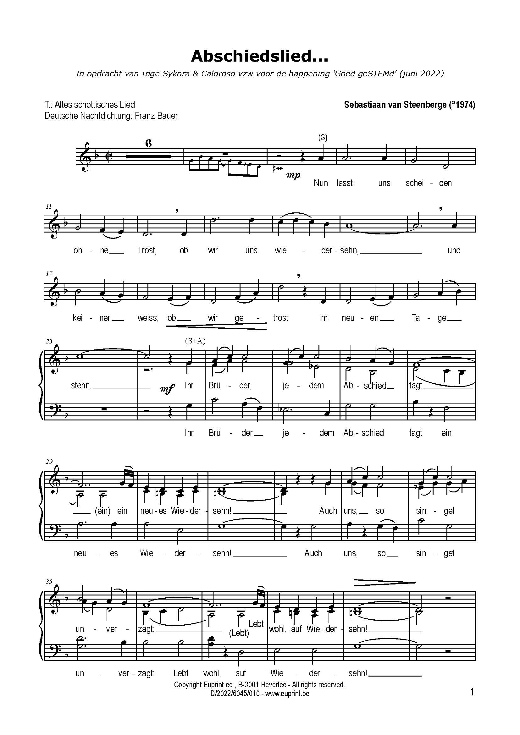 Abschiedslied (vocal part)