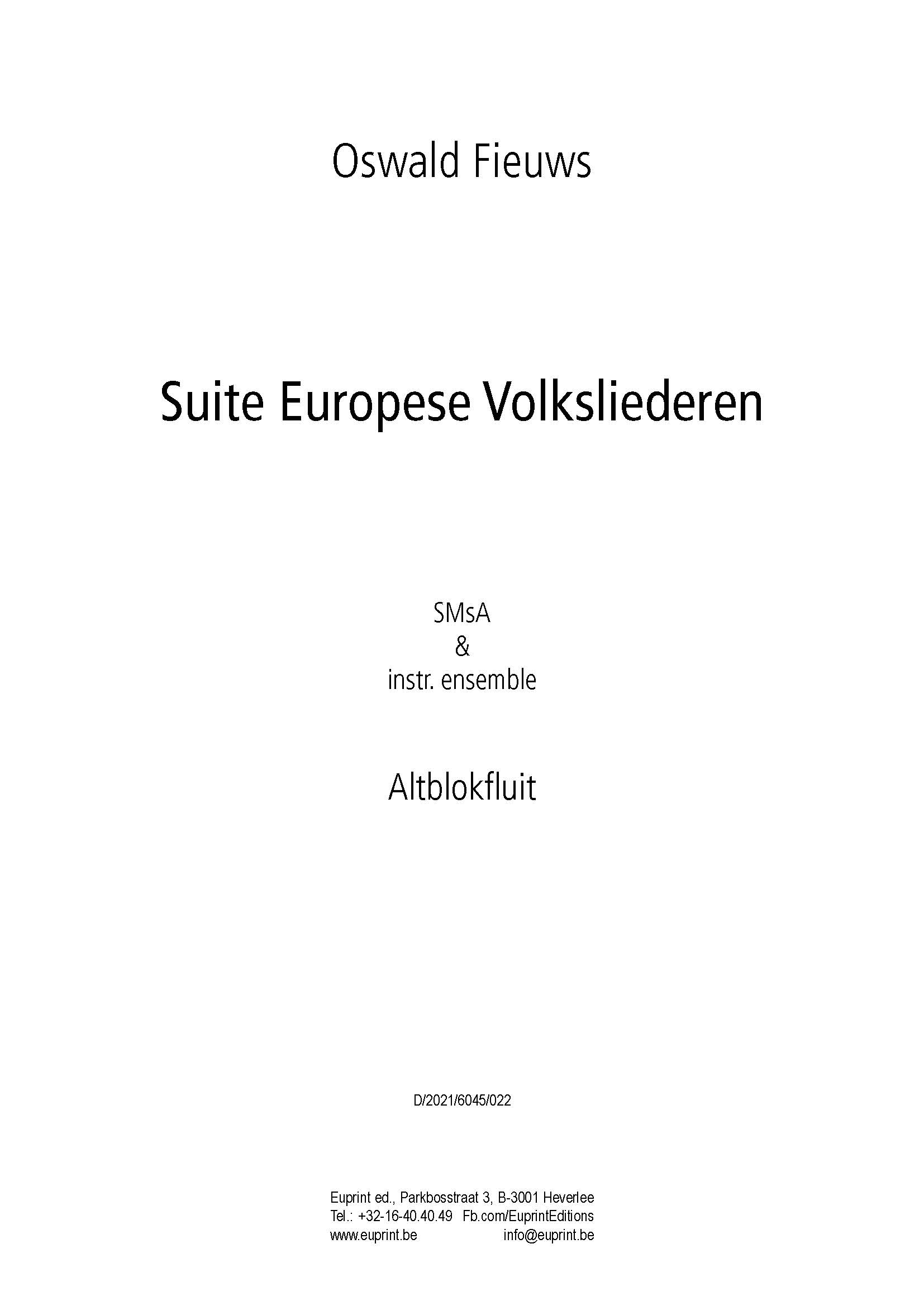 Suite Europese volksliederen (instr. Parts)