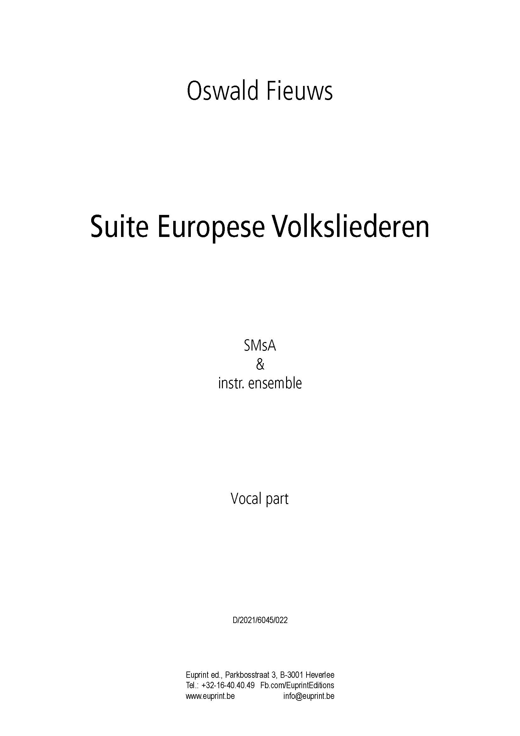 Suite Europese volksliederen (vocal)